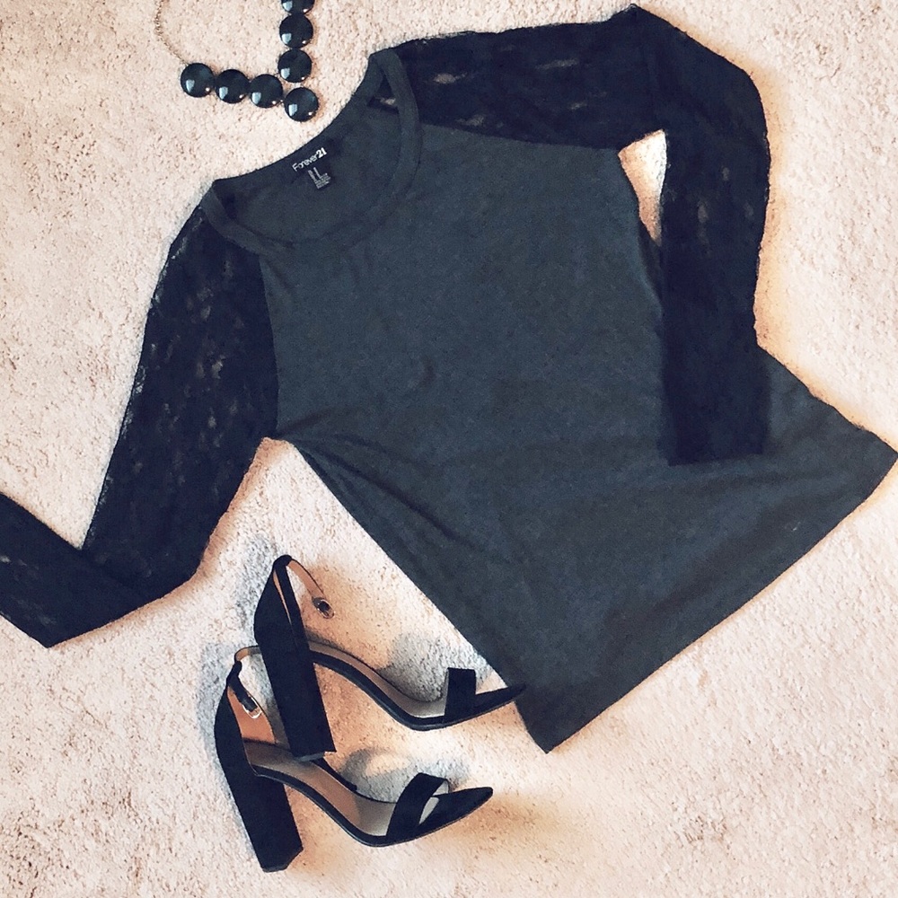 Gray and Black long sleeve shirt